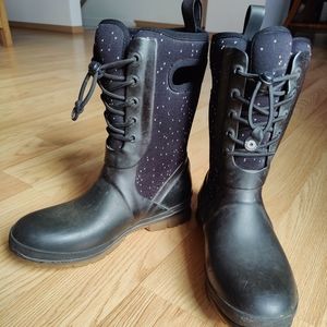 Bogs Winter Rubber Boots Black with White Flecks